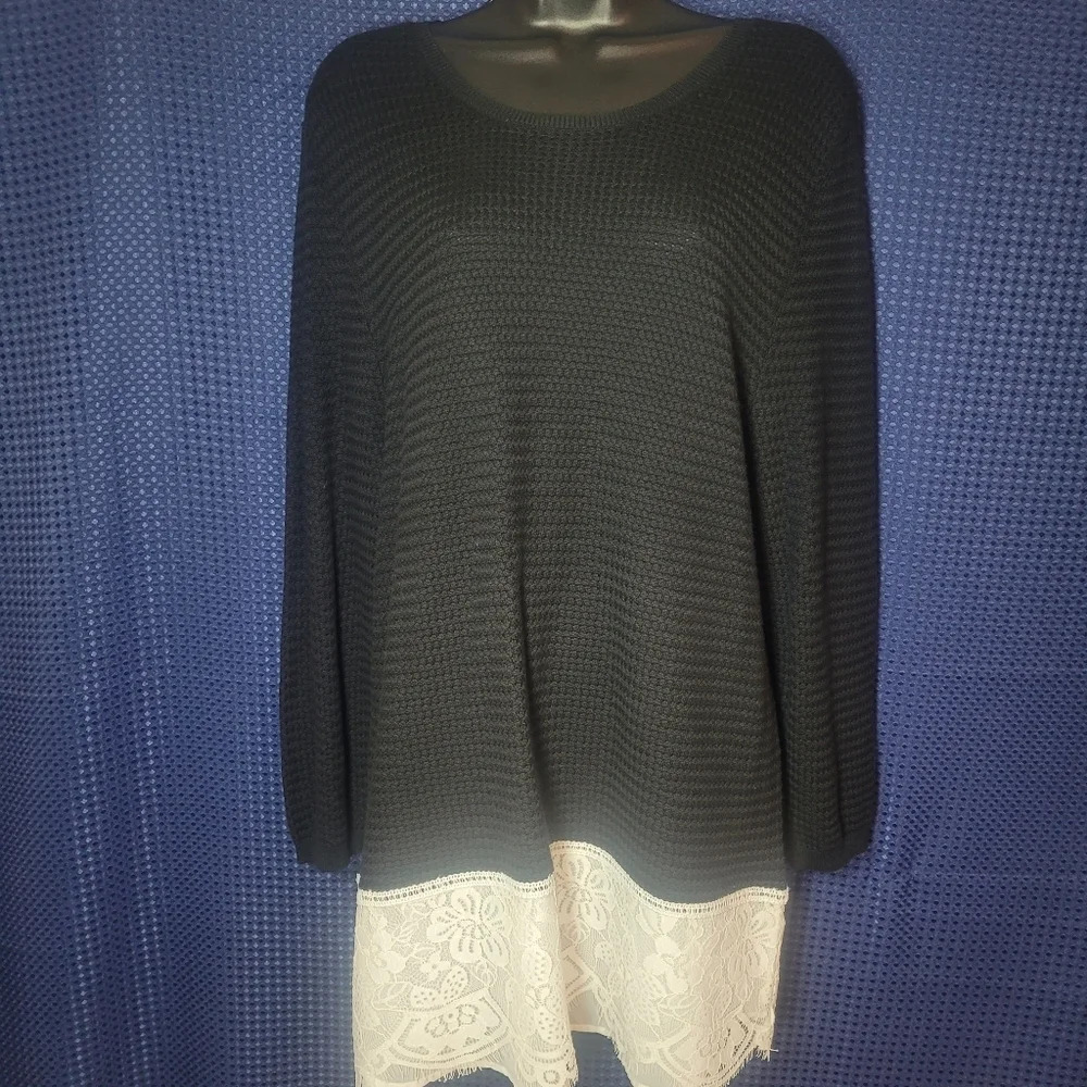 Lauren Michelle XL Waffle Knit Sweater Lace